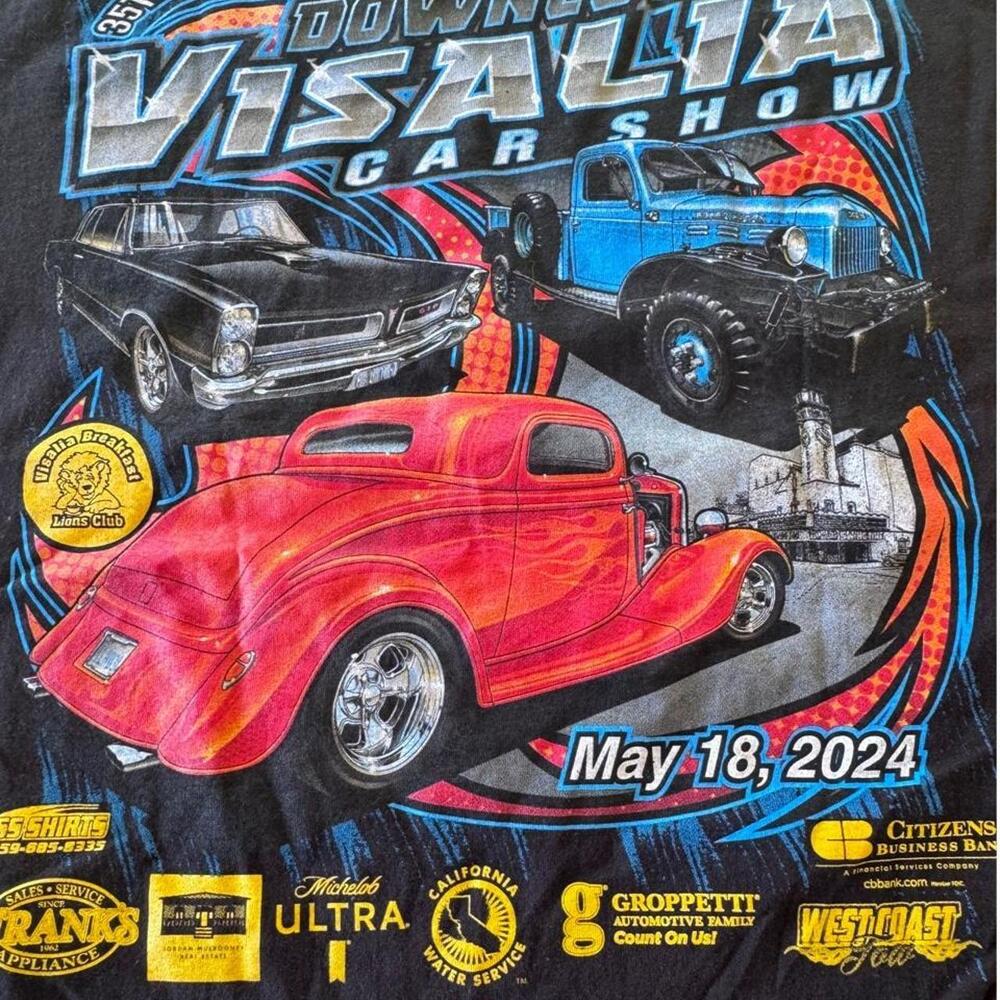 Downtown Visalia Car Show Shirt Mens XL Black Hanes Beefy-T May 18 2024